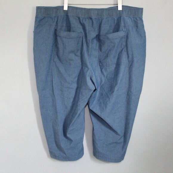 Lane Bryant Women’s 26 Chambray Crop Pants Blue Pull On Drawstring Waist Comfort - Picture 11 of 12